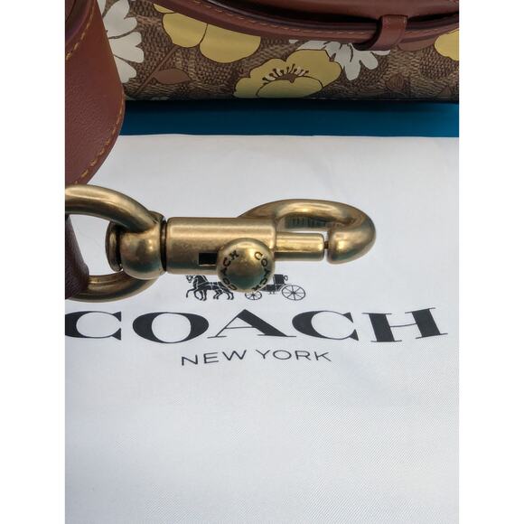 COACH FLORAL DAISY PRINT C9722 WILLOW BUCKET BAG SIG CANVAS TAN/RUST $395 - Picture 2 of 16